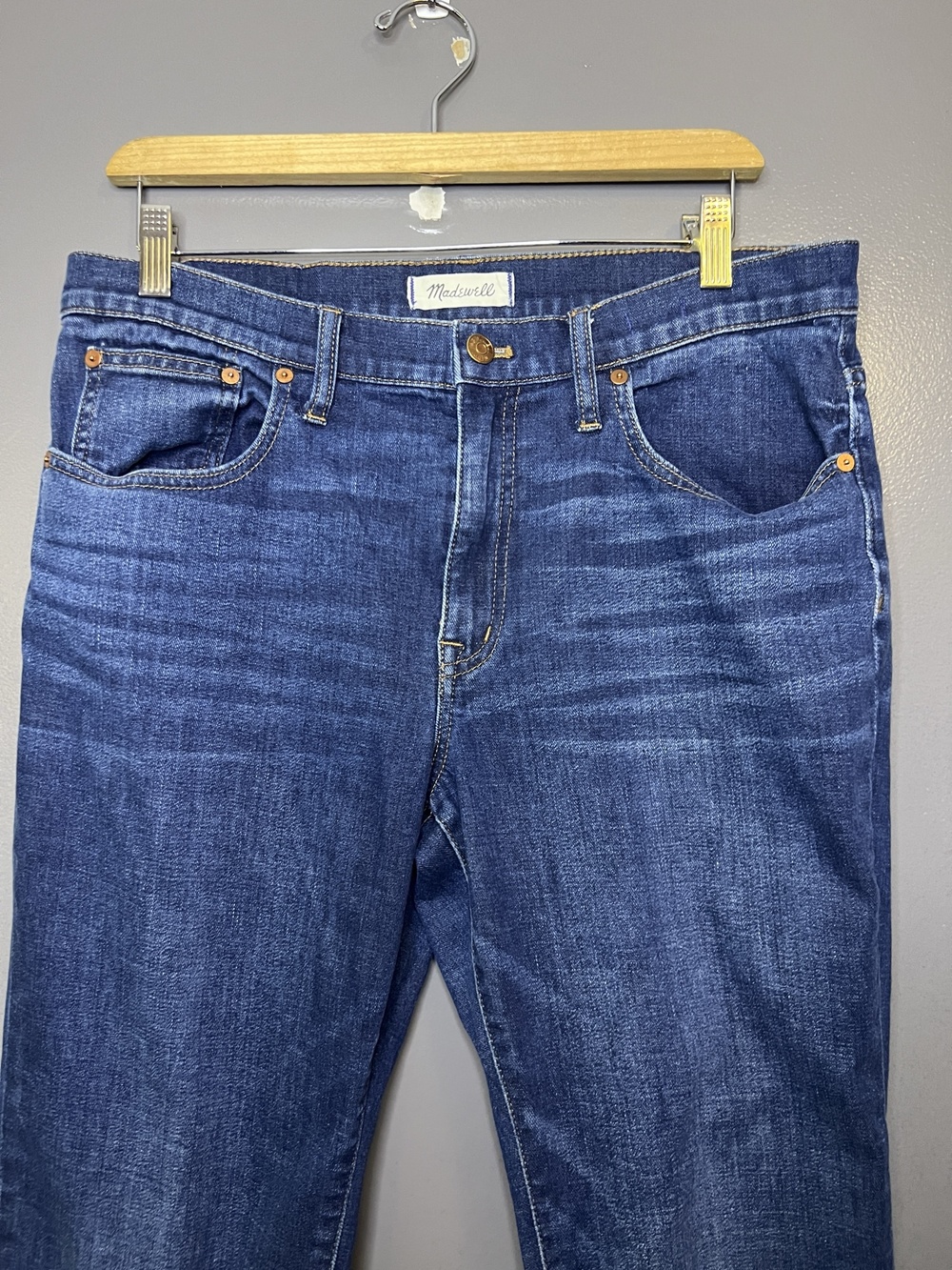 Madewell The Slim Boyjean Jeans Womens 30P Medium Wash Blue Slim Stretch Denim